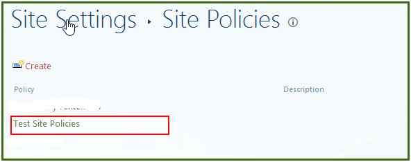 New Created Site policies
